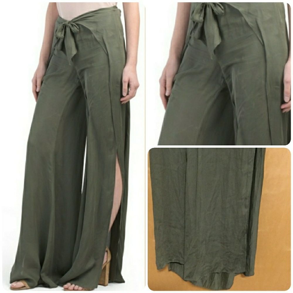 Haute Hippie Buck Tie- Front Wide-Leg Pants - Picture 1 of 10